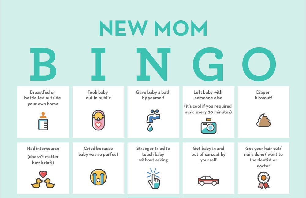 New Mom Bingo - Can You Fill a Card?