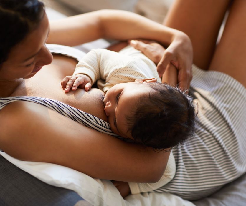 mom breastfeeding her baby