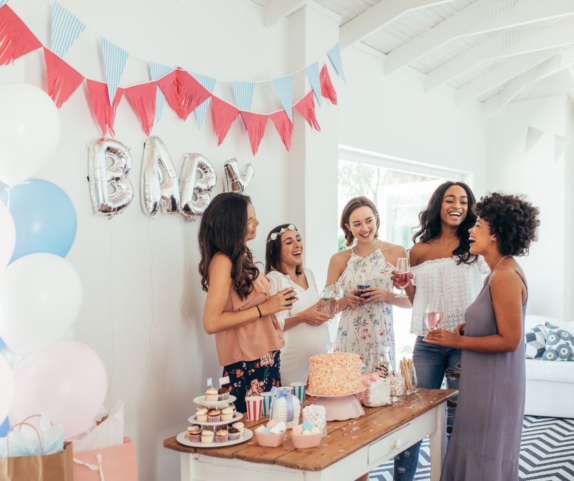 small group of women celebrating at a baby sprinkle for friend's second baby