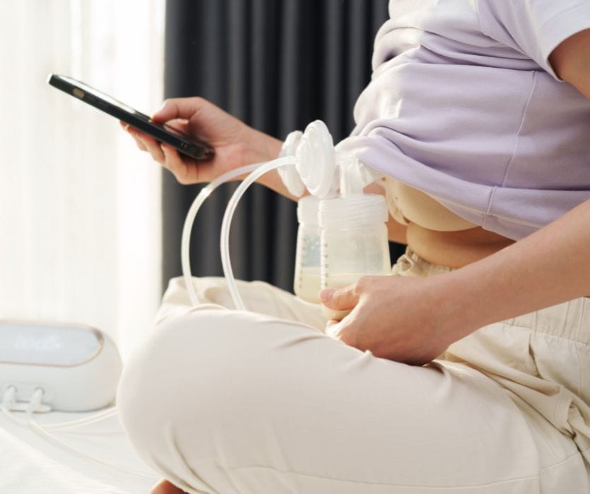 woman exclusively breast pumping