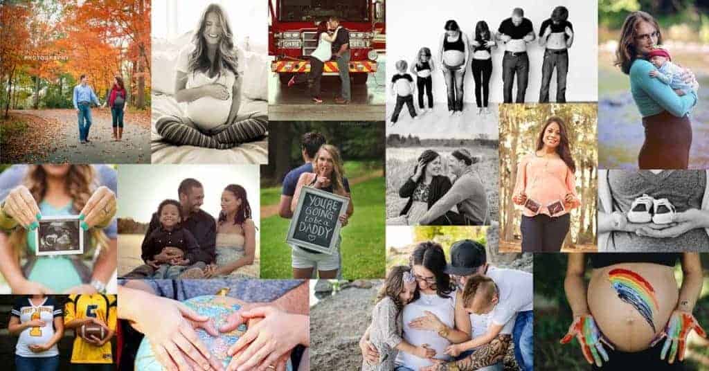 50 great ideas for your maternity photoshoot! Seasons, dogs, family, siblings, to couples.