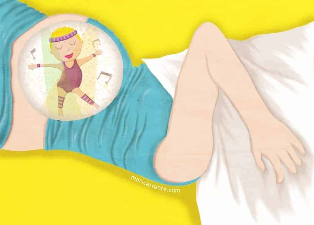 Illustration of jazzercising baby keeping mom from sleeping